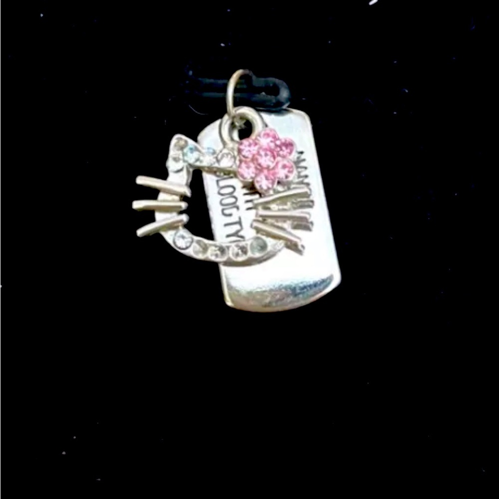 Hello Kitty Rhinestones Cute Double Tag Pendant NEW!